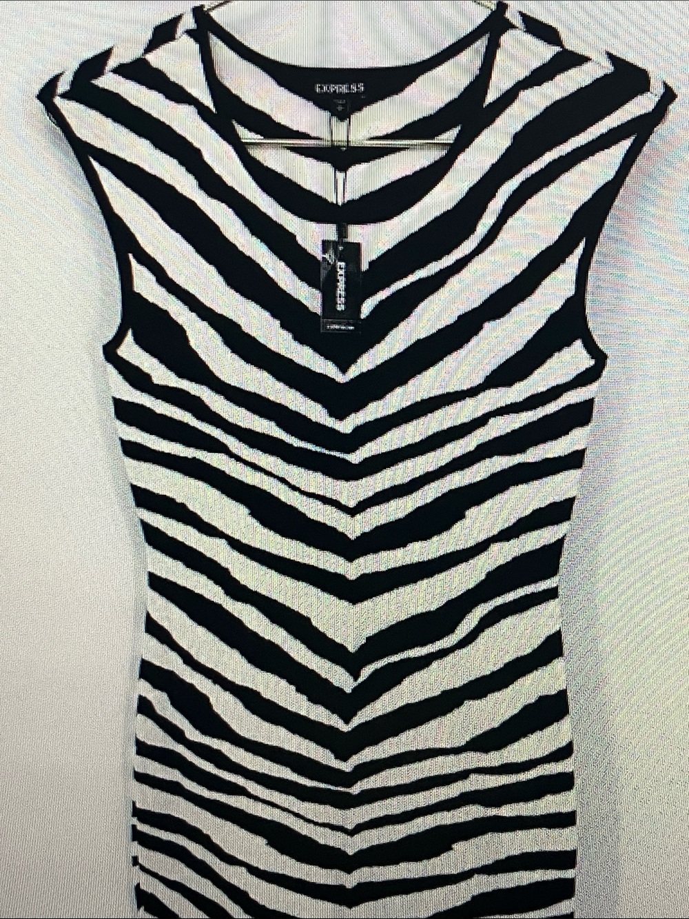 Express Black & White Zebra Print Tank Top